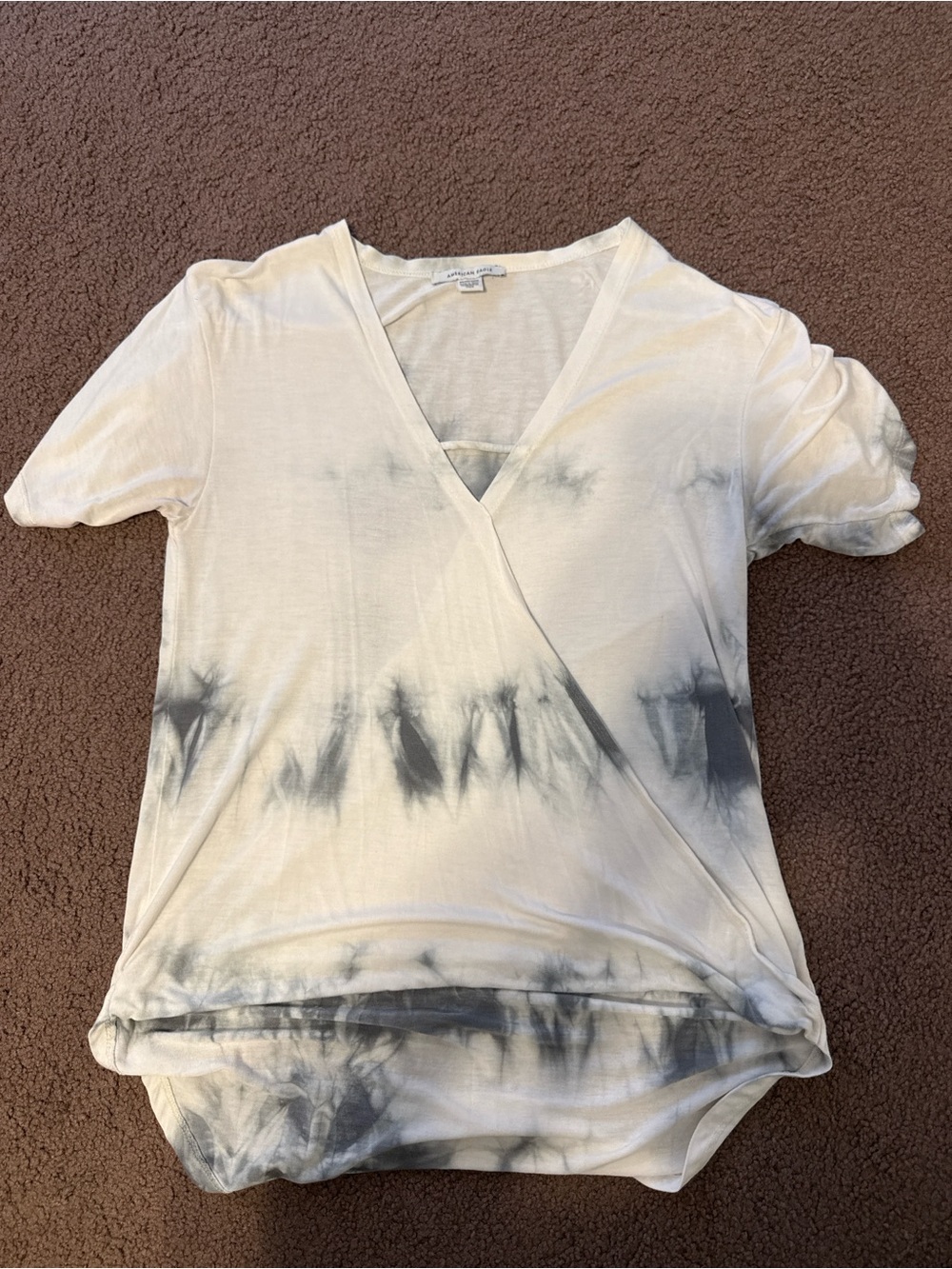 American Eagle Outfitters White and Gray Tie-Dye V-Neck Wrap Tank